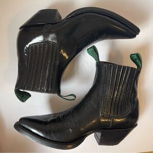 Hand Crafted Point Toe Cowboy Boots Chelsea Black